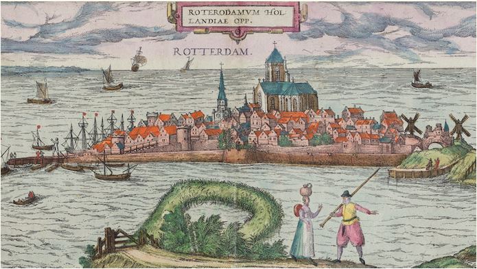 Rotterdam in het water, oude tekening