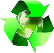 wereldbol met recycling symbool