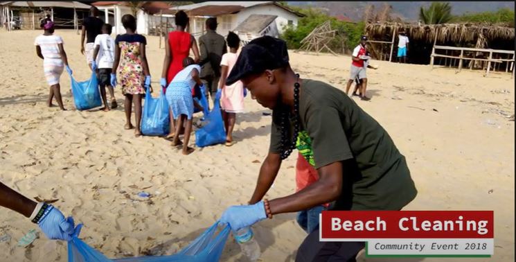 beach cleaning in Sierra Leone 2018