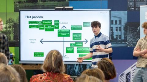 presentatie challenge voedselomgeving op digiboard Oranje Nassau College Zoetermeer